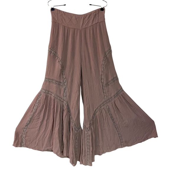 Free People Lovins Easy Lace Wide Leg Palazzo Pull On Pants Boho Romantic Chic S - Picture 3 of 16
